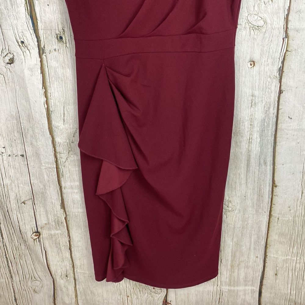 Aisize High Neck Ruffle Fitted Midi Dress Size Large - Picture 3 of 8
